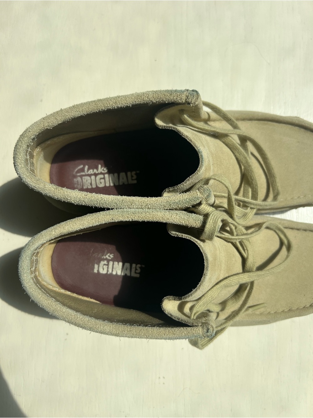 Clarks Wallabee Boots US M 10 Khaki Beige Suede Mid Men's Shoes - Picture 4 of 6